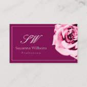 Carte De Visite Chic Vin Rouge et Blanc Rose Initiales QR Code (Devant)