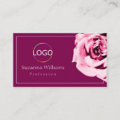 Carte De Visite Chic Vin Rouge et Blanc Rose Logo Code QR (Devant)