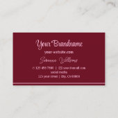 Carte De Visite Chic Vin Rouge rose rayures avec logo professionne (Dos)