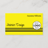 Carte De Visite Chic Yellow Black Stripes avec logo professionnel (Devant)