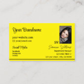 Carte De Visite Chic Yellow Black Stripes avec Monogramme et Photo (Dos)