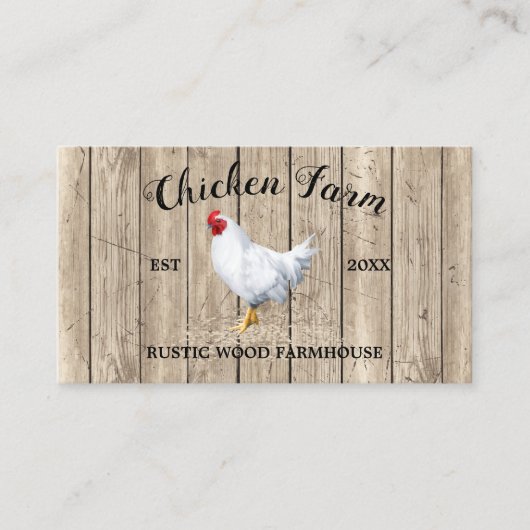 Carte De Visite Chicken Ferme Bois Rustique (Devant)