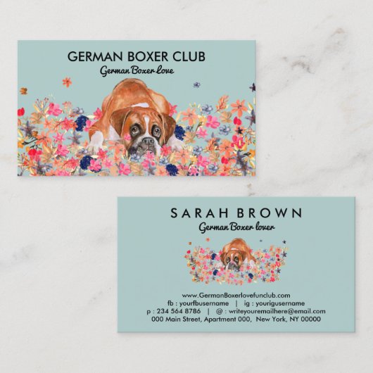 Carte De Visite Chien à boîte douce verte (Devant / Derrière)