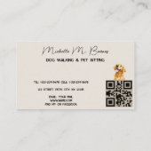 Carte De Visite Chien à chier Walker Sitter QR Code moderne (Dos)