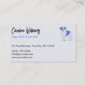 Carte De Visite Chien à dessin bleu moderne marcheur animal de com (Dos)