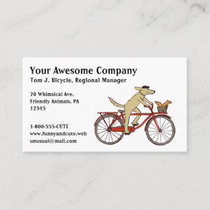 Carte De Visite Chien à vélo avec ami écureuil - Art Whimsical