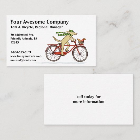 Carte De Visite Chien à vélo avec ami écureuil - Écharpe d'hiver (Devant / Derrière)