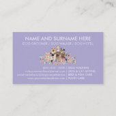 Carte De Visite Chien animal de compagnie assis Floral pourpre (Dos)