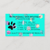 Carte De Visite Chien Animaux de compagnie Conception turquoise (Dos)