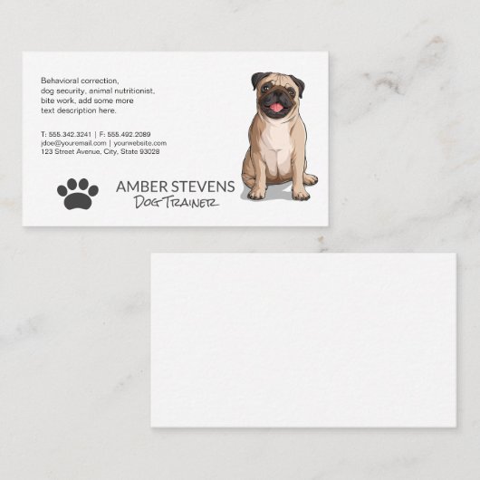 Carte De Visite Chien assis | Chien Paw (Devant / Derrière)