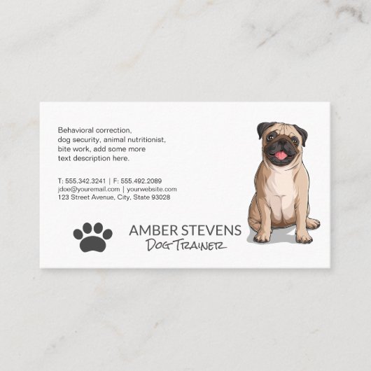 Carte De Visite Chien assis | Chien Paw (Devant)