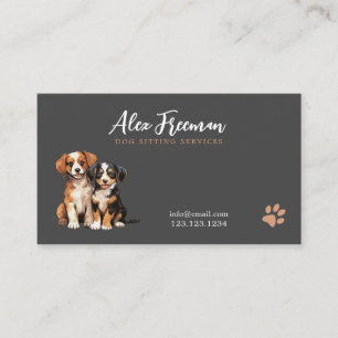 Carte De Visite Chien assis de Chien assis gris moderne et Chien B