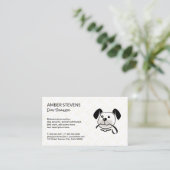 Carte De Visite Chien avec laisse | Motif de chien os (Debout devant)