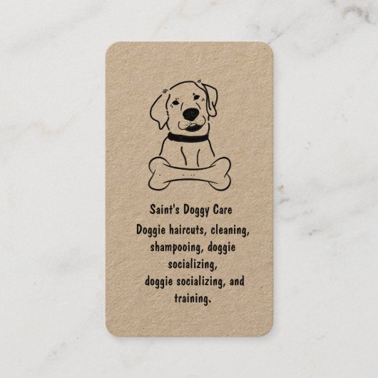 Carte De Visite Chien avec papier Kraft os (Devant)