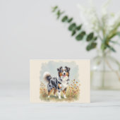 Carte De Visite Chien Berger Australien Merle Queue Longue (Debout devant)