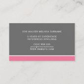 Carte De Visite Chien blanc sur chien rose et gris marcheur de chi (Dos)