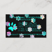 Carte De Visite Chien Boutique Animaux de compagnie Design noir (Dos)