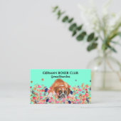Carte De Visite Chien Boxer Vert Clair Mignon (Debout devant)