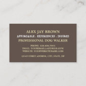 Carte De Visite Chien Brown avec os, service de marcheur de chiens (Dos)