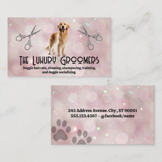 Carte De Visite Chien Brown doré | Ciseaux | Bokeh (Devant / Derrière)