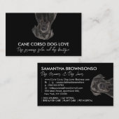 Carte De Visite Chien Cane Corso Noir Blanc (Devant / Derrière)