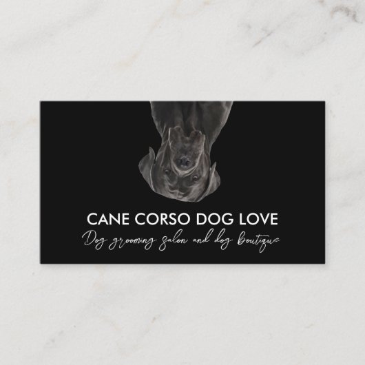 Carte De Visite Chien Cane Corso Noir Blanc (Devant)