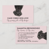 Carte De Visite chien Cane Corso noir rose (Devant / Derrière)
