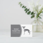 Carte De Visite Chien Caricature Italien Gris Bleu Et Blanc (Debout devant)