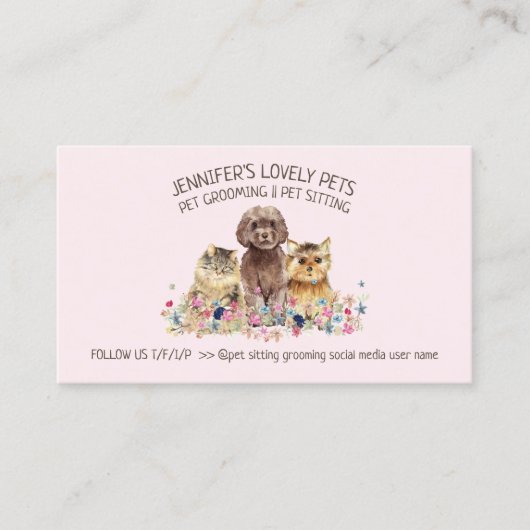 Carte De Visite Chien Chat Grooming Petsitter store (Devant)