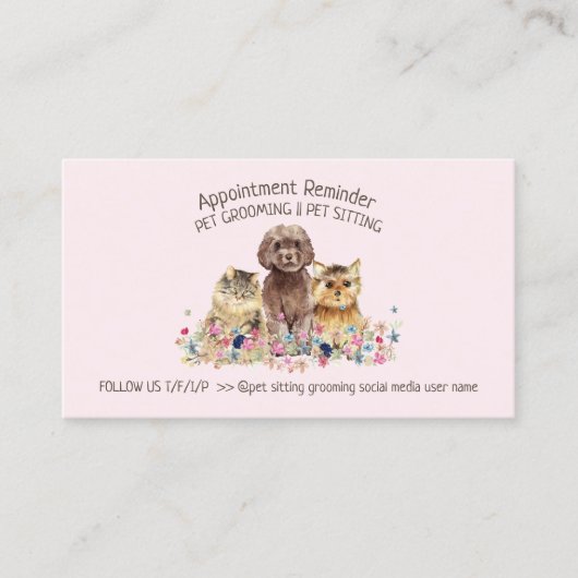 Carte De Visite Chien Chat Grooming Petsitter store Rendez-vous (Devant)