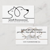 Carte De Visite Chien Chat Pet Line art Logo vétérinaire (Devant / Derrière)