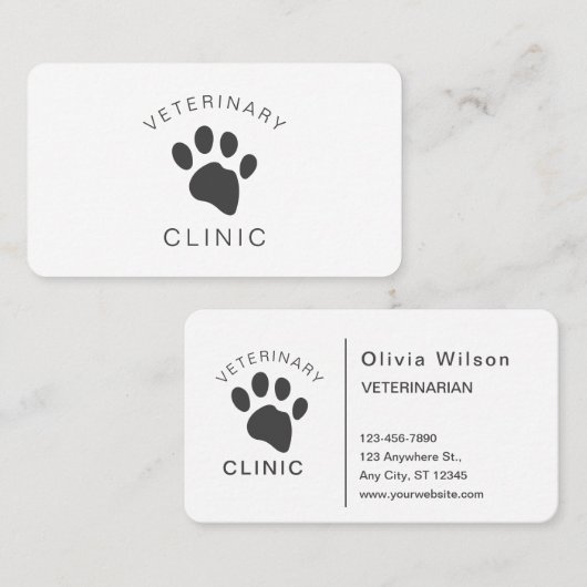Carte De Visite Chien Chat Vétérinaire Clinique Vétérinaire Seul C (Devant / Derrière)