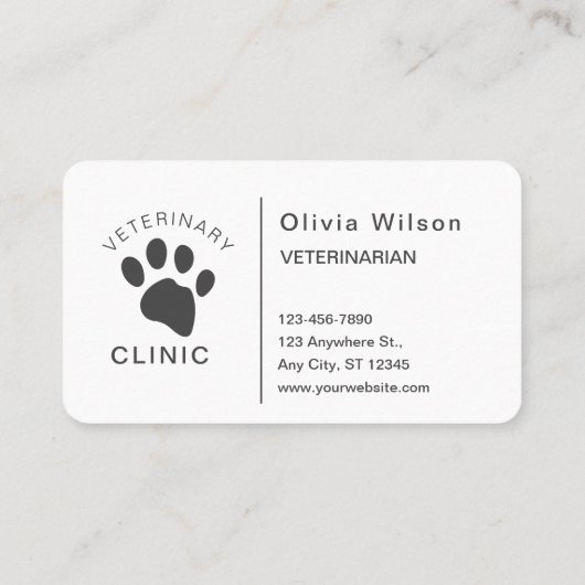Carte De Visite Chien Chat Vétérinaire Clinique Vétérinaire Seul C (Dos)