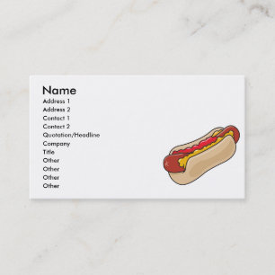 Carte De Visite chien chaud dans un pain avec ketchup et moutarde