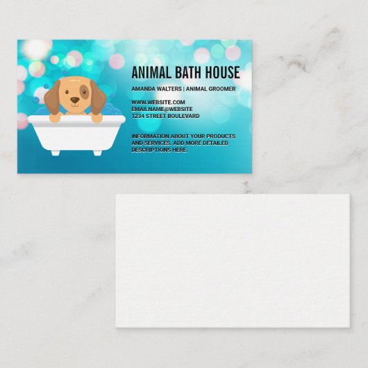 Carte De Visite Chien dans la baignoire (Devant / Derrière)