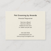 Carte De Visite Chien dans la baignoire - Groomer d'animal (Dos)