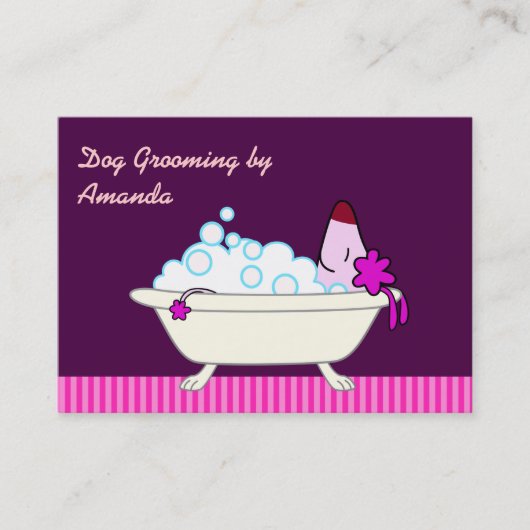 Carte De Visite Chien dans la baignoire - Groomer d'animal (Devant)