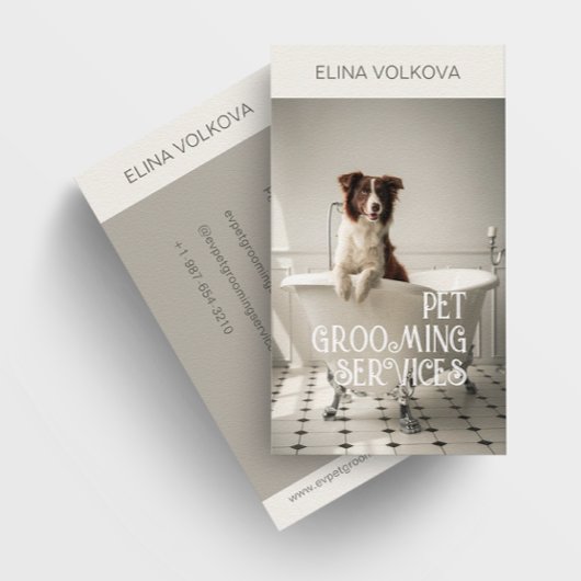 Carte De Visite Chien dans une baignoire Animaux de compagnie Serv