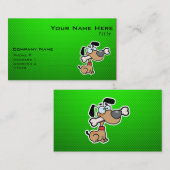 Carte De Visite Chien de bande dessinée ; Vert (Devant / Derrière)