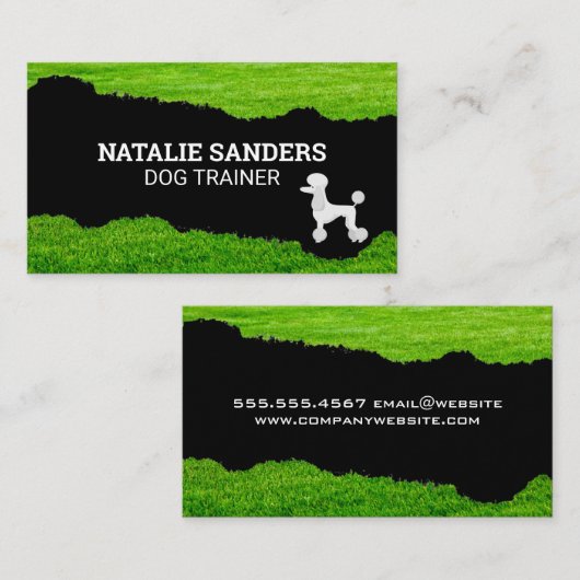 Carte De Visite Chien de caniche | Effet Grass Torn (Devant / Derrière)