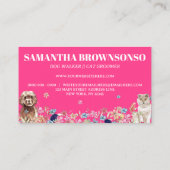 Carte De Visite Chien de chat blanc rose animal de compagnie (Dos)