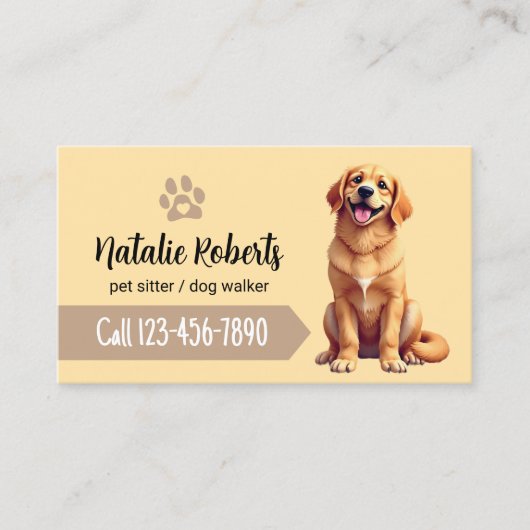 Carte De Visite Chien de chien d'animal marchant mignon Golden Ret (Devant)