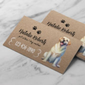 Carte De Visite Chien de compagnie marchant Joyeux Labrador Rustic