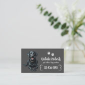 Carte De Visite Chien de compagnie marchant noir Labrador gris fon (Debout devant)