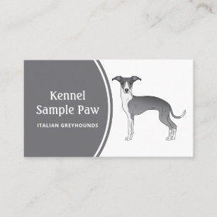 Carte De Visite Chien de dessin animé lévrier italien bleu et blan