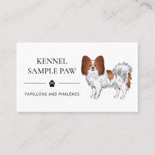 Carte De Visite Chien de dessin animé Papillon rouge et blanc - Ch