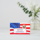 Carte De Visite Chien de Golden Retriever sur le drapeau (Debout devant)