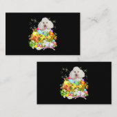 Carte De Visite Chien de lapin de caniche blanc avec oeufs de Pâqu (Devant / Derrière)