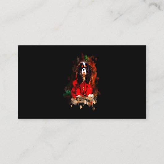 Carte De Visite Chien de Noël Cavalier King Charles Spaniel (Devant)