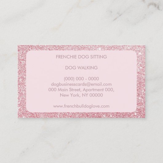 Carte De Visite Chien de parties scintillant rose mousseux (Dos)